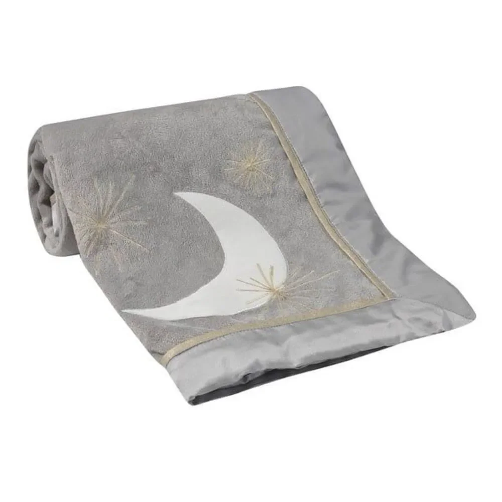 Lamb & Ivy Goodnight Giraffe Moonbeams Gray Minky Celestial Baby Blanket